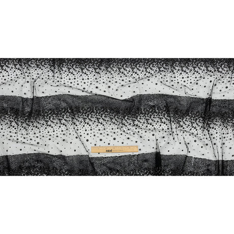 Flocked Puffy Glitter Tulle - Black Abstract Stripes