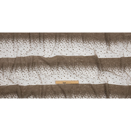 Flocked Puffy Glitter Tulle - Mink Abstract Stripes