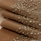 Flocked Puffy Glitter Tulle - Caramel Abstract Stripes