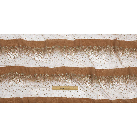 Flocked Puffy Glitter Tulle - Caramel Abstract Stripes