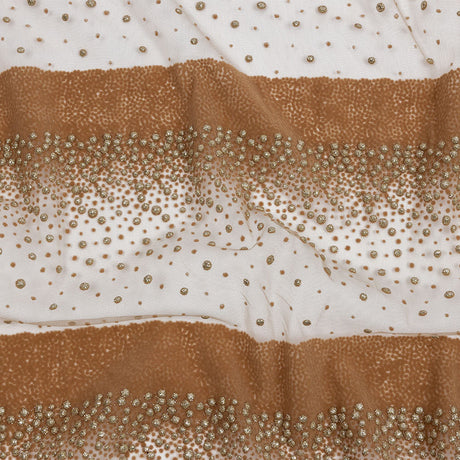 Flocked Puffy Glitter Tulle - Caramel Abstract Stripes