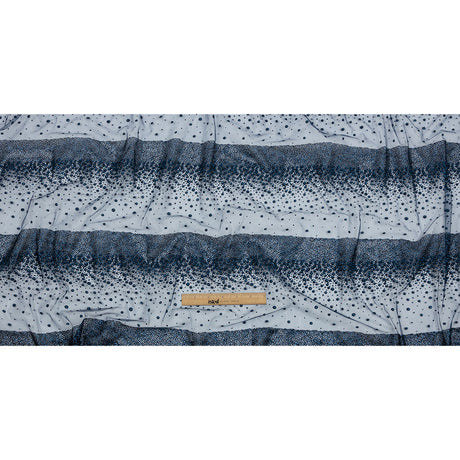 Flocked Puffy Glitter Tulle - Navy Abstract Stripes