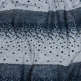 Flocked Puffy Glitter Tulle - Navy Abstract Stripes