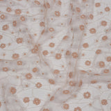 3D Puffy Glitter Tulle - Powder Pink and White Flowers and Geometric Stems
