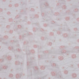 3D Puffy Glitter Tulle - Baby Pink and White Flowers and Geometric Stems