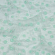 3D Puffy Glitter Tulle - Mint and White Flowers and Geometric Stems