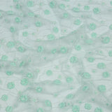 3D Puffy Glitter Tulle - Mint and White Flowers and Geometric Stems