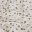 3D Puffy Glitter Tulle - Taupe and White Flowers and Geometric Stems