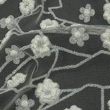 3D Puffy Glitter Tulle - White Flowers and Geometric Stems