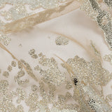 Beige and Silver Abstract Glitter Tulle