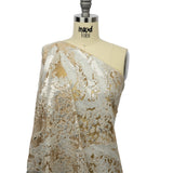 Beige and Silver Abstract Glitter Tulle