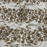 3D Puffy Glitter Tulle - Mink Floral Stripes