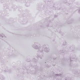 3D Puffy Glitter Tulle - Lilac Floral Stripes