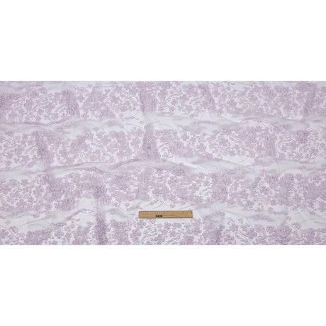 3D Puffy Glitter Tulle - Lilac Floral Stripes