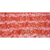 3D Puffy Glitter Tulle - Neon Orange Floral Stripes