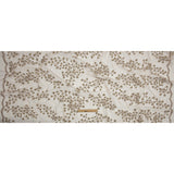 3D Puffy Glitter Tulle - Taupe Leafy Vines and Scalloped Borders