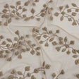 3D Puffy Glitter Tulle - Taupe Leafy Vines and Scalloped Borders
