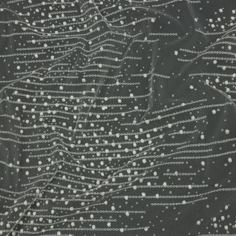3D Puffy Glitter Tulle - White Spotted Striations