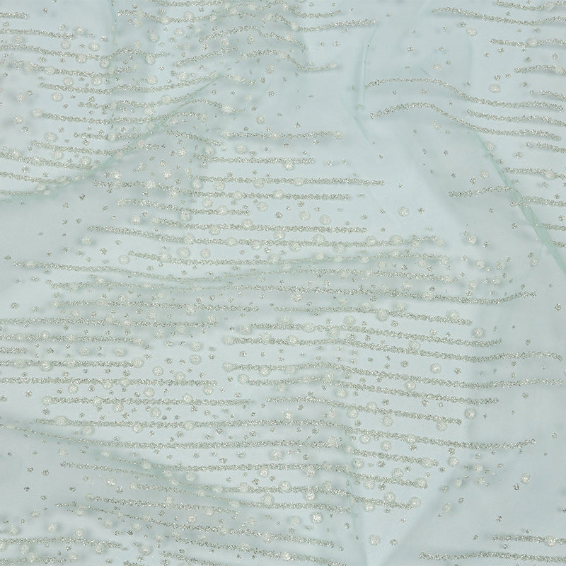 3D Puffy Glitter Tulle - Mint Spotted Striations