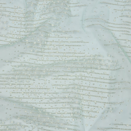 3D Puffy Glitter Tulle - Mint Spotted Striations