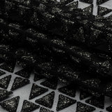 3D Puffy Glitter Tulle - Black Triangle Rows