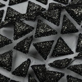 3D Puffy Glitter Tulle - Black Triangle Rows