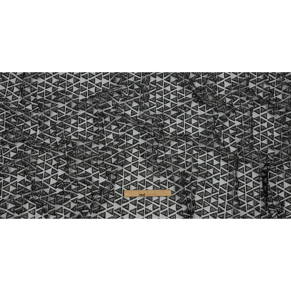 3D Puffy Glitter Tulle - Black Triangle Rows