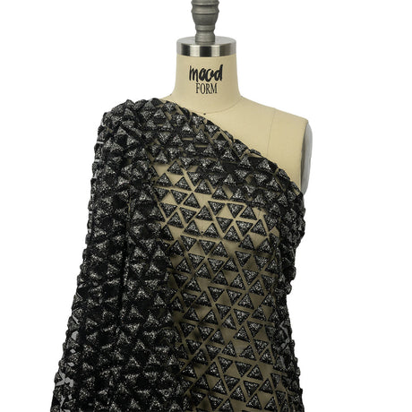 3D Puffy Glitter Tulle - Black Triangle Rows