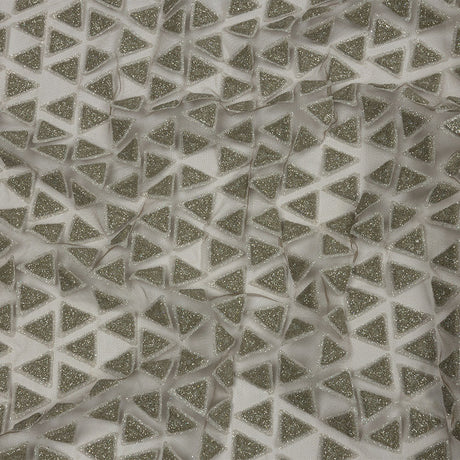 3D Puffy Glitter Tulle - Mink Triangle Rows
