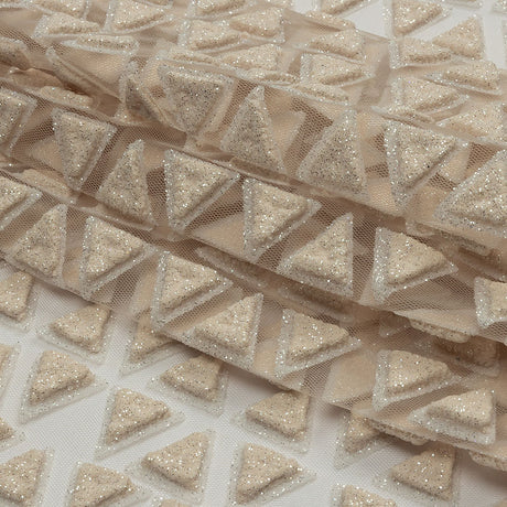 3D Puffy Glitter Tulle - Pale Pink Triangle Rows