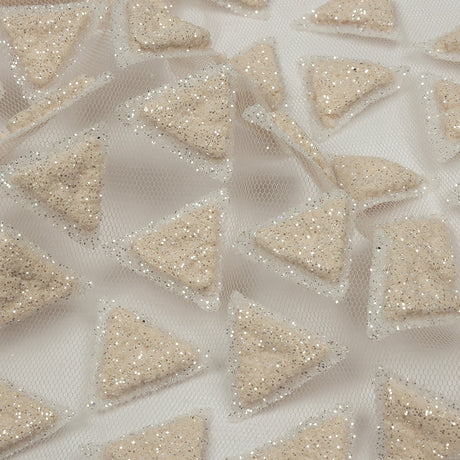 3D Puffy Glitter Tulle - Pale Pink Triangle Rows