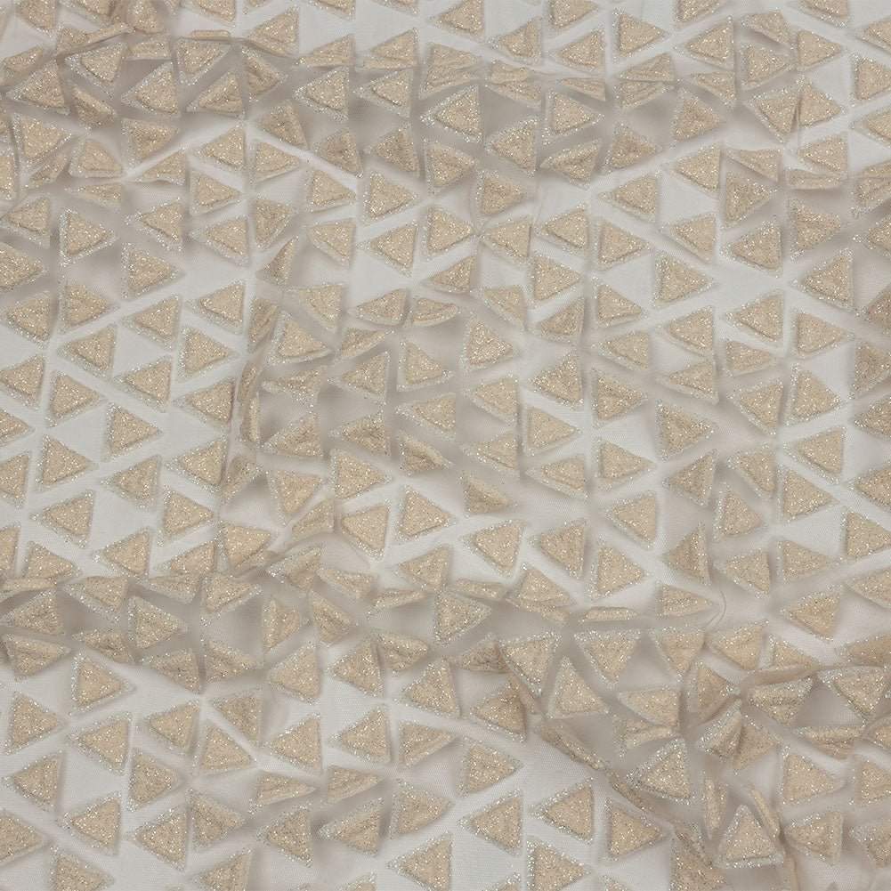 3D Puffy Glitter Tulle - Pale Pink Triangle Rows