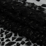 3D Puffy Glitter Tulle - Black Geometric Gradient