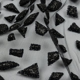 3D Puffy Glitter Tulle - Black Geometric Gradient