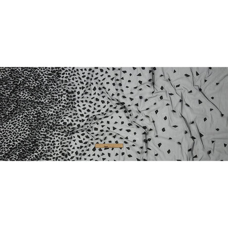 3D Puffy Glitter Tulle - Black Geometric Gradient