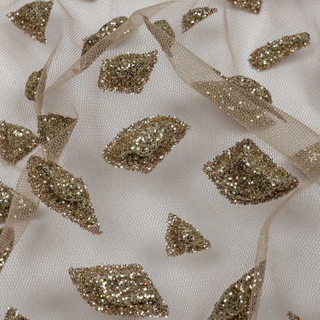 3D Puffy Glitter Tulle - Mink Geometric Gradient