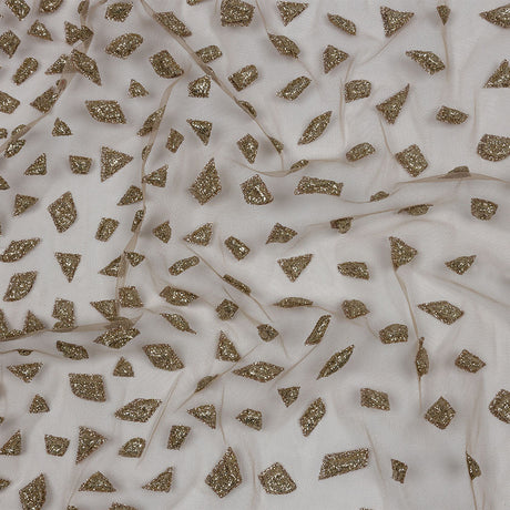 3D Puffy Glitter Tulle - Mink Geometric Gradient