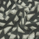 3D Puffy Glitter Tulle - Off White Geometric Gradient