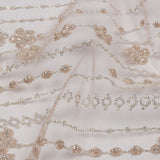 3D Puffy Glitter Tulle - Powder Pink and Silver Dotted Stripes and Floral Border