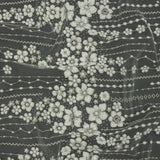 3D Puffy Glitter Tulle - White and Silver Dotted Stripes and Floral Border