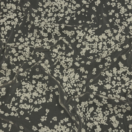 3D Puffy Glitter Tulle - Champagne and White Floral