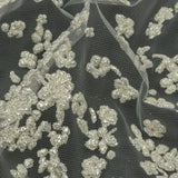 3D Puffy Glitter Tulle - White Floral
