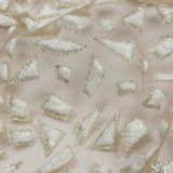 3D Puffy Glitter Tulle - Caramel and White Geometric Gradient