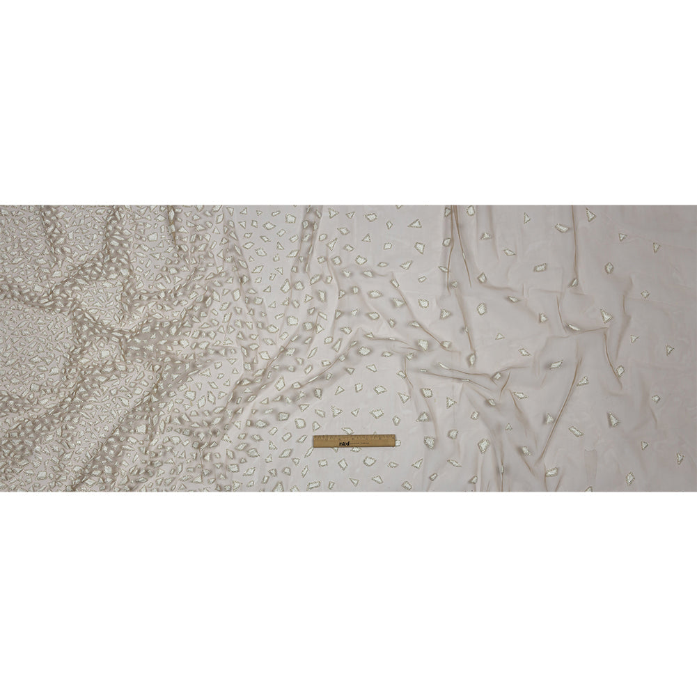 3D Puffy Glitter Tulle - Caramel and White Geometric Gradient