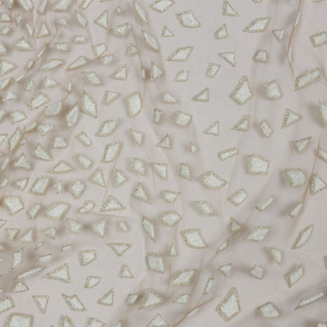 3D Puffy Glitter Tulle - Caramel and White Geometric Gradient
