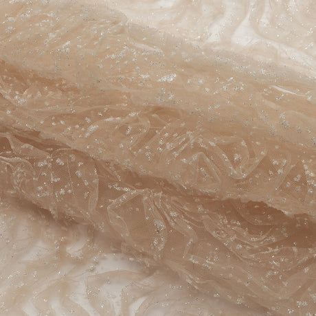 3D Fabric Roses Glitter Tulle - Champagne