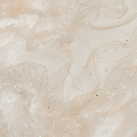 3D Fabric Roses Glitter Tulle - Champagne