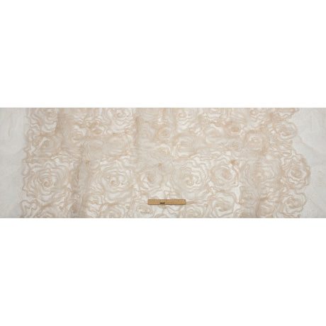 3D Fabric Roses Glitter Tulle - Champagne