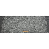 3D Fabric Roses Glitter Tulle - White