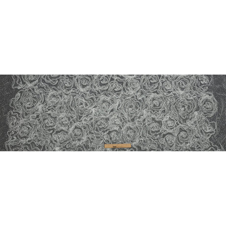 3D Fabric Roses Glitter Tulle - White